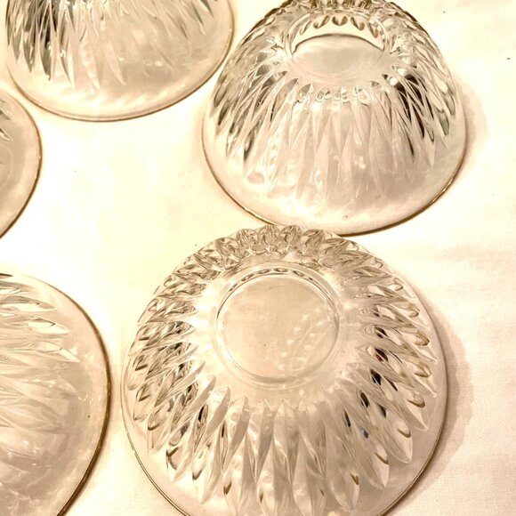 5 Dessert Ice Cream Bowl Clear Glass Gold Rim 4 1/2 x 1 3/4 deep by REFINE Boxed - Picture 6 of 7